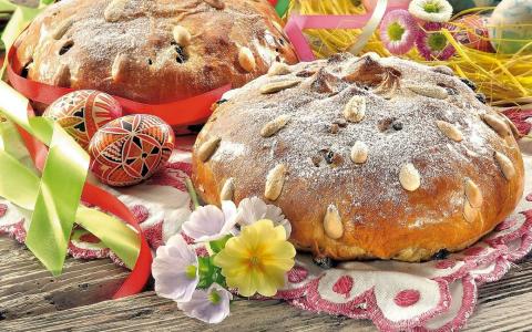 复活节，复活节蛋糕，krashenki，复活节彩蛋，鲜花，辫子