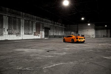 兰博基尼gallardo，橙色，兰博基尼，仓库，汽车，机器