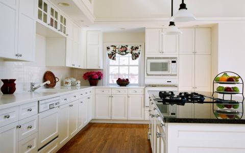 厨房设计，白色的厨房柜台