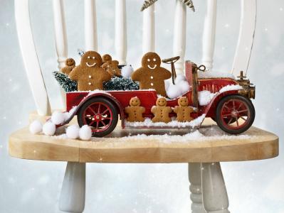 汽车，汽车，姜饼，雪球，椅子