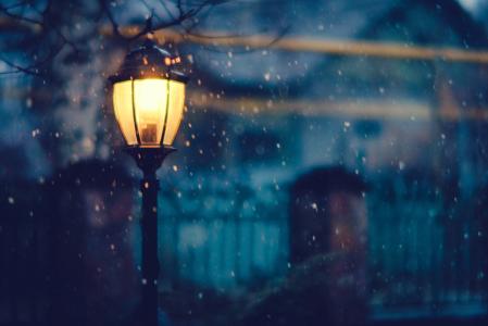 灯笼，照明，雪，夜，光