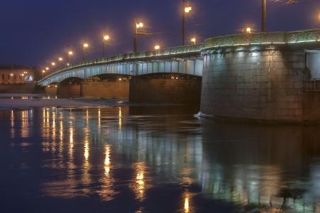 圣彼得堡，桥，铸造厂，夜，灯笼