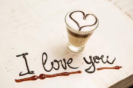 我爱你，我爱，爱，心，浪漫，咖啡