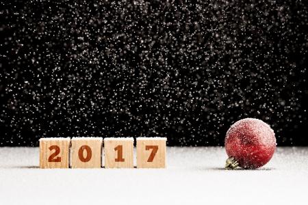新的一年，雪，红色，圣诞节，球