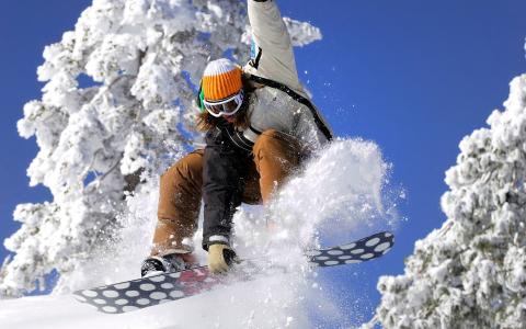 滑雪，跳，山，雪，滑雪板