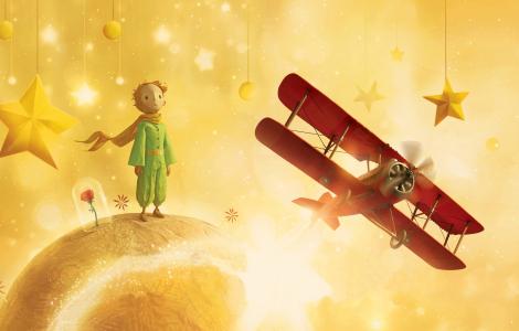 Le Petit Prince，小王子，Antoine de Saint-Exupery，儿童，王子，粉红色，黑色，星球，明星，动画，卡通，电影，电影