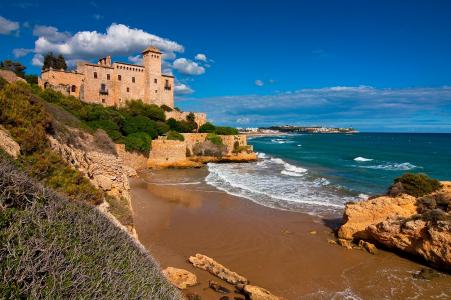 Tamarit城堡，塔拉戈纳，多拉达海岸，加泰罗尼亚，西班牙，塔拉戈纳，西班牙，多拉达海岸，巴利阿里海，海岸，城堡，海