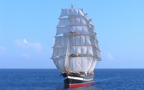帆船，船，树皮，海，在旅途中，sailer