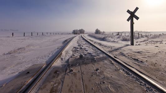 冬天，雪，铁路，铁路