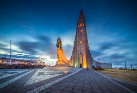 Hallgrimskirkja教堂，雷克雅未克，冰岛，Hatlgrimskirkja，雷克雅未克，冰岛