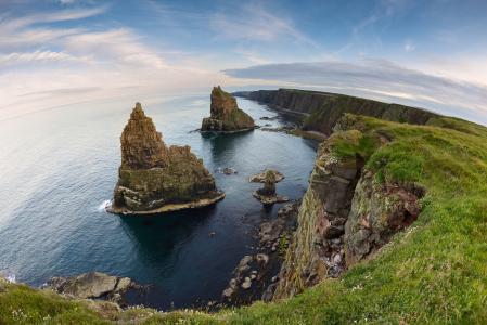 Duncansby Stacks，凯恩斯，苏格兰，北海，北海，苏格兰，岩石，海岸