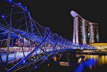 桥，螺旋桥，酒店，滨海湾金沙，新加坡，新加坡