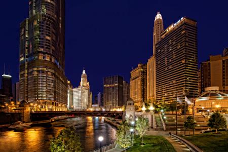 芝加哥，美国，城市，夜晚