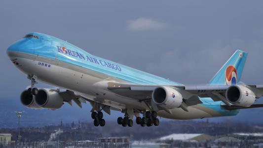 飞机，波音747，波音747-8f，航空，货运，韩国航空货运，阿拉斯加