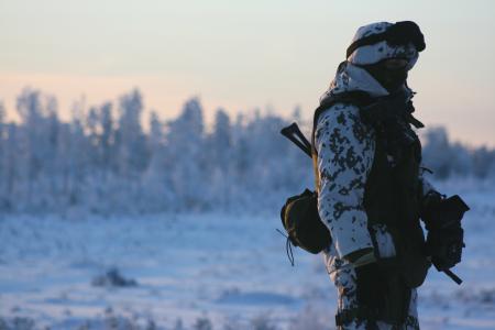 士兵，武器，冬天，雪