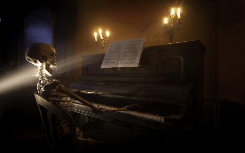 音乐，骨架，钢琴
