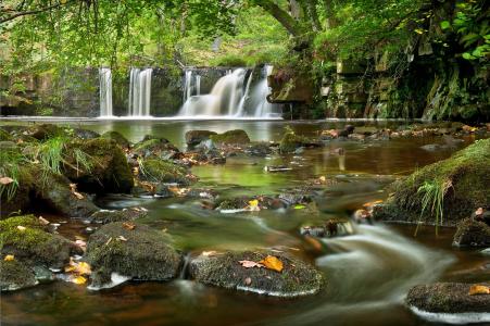 河，瀑布，石头，自然，景观