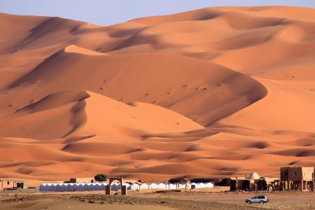 摩洛哥，沙漠，沙地，巴尔汗，村庄
