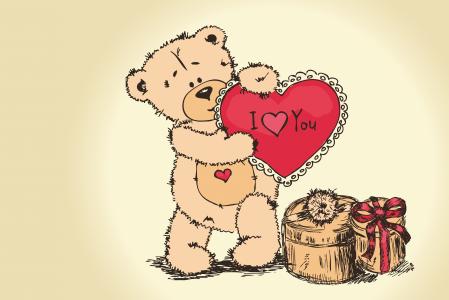 我爱你，熊，情人节，泰迪熊，情人节，泰迪熊