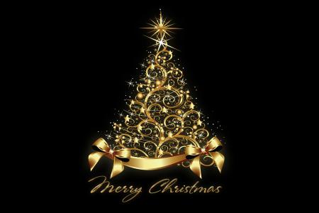圣诞节，圣诞树，新年，金色，树，圣诞快乐