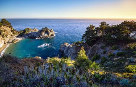 海洋，湾，加州，岩石，大自然，我们