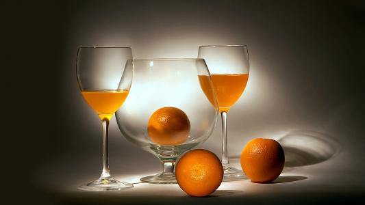 橘子，果汁，眼镜
