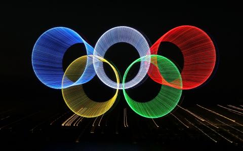 灯光，光线，戒指，奥林匹克，抽象