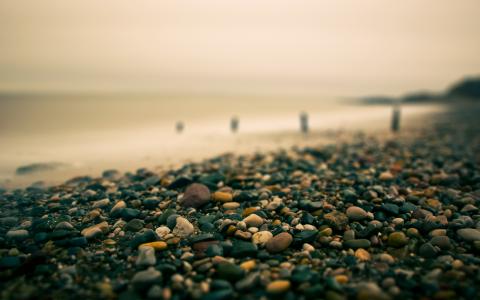 石头，海，沙滩