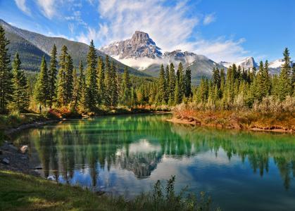山，加拿大，湖，森林，自然