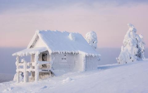 冬天，雪，房子，漂移