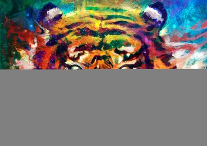 老虎，动物，头，艺术，眼睛
