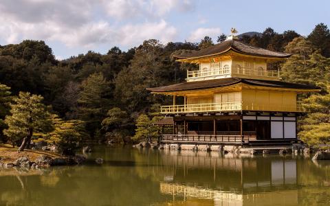 日本京都金阁，日本寺庙
