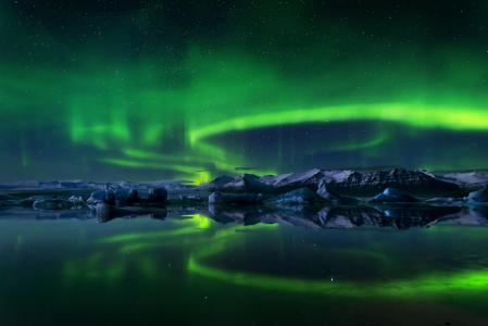 天空，冰岛，北极光