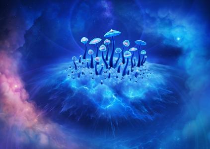 蘑菇，3d，艺术，美，抽象，云