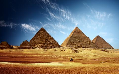 金字塔，埃及，沙漠，骆驼