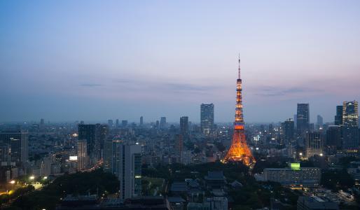 灯，东京，黄昏，房屋，塔，晚上