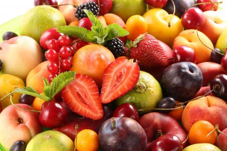 新鲜，水果，浆果，水果，浆果，桃子，李子，草莓，樱桃