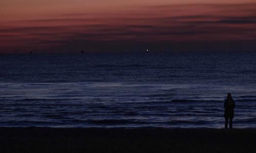 一个人孤独看海背影