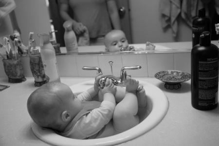 婴儿，洗脸盆，沐浴