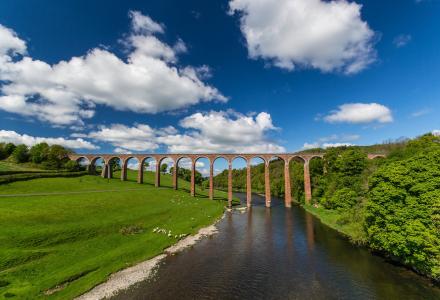 Leaderfoot高架桥，苏格兰，River Tweed，Tvid河，苏格兰，高架桥，桥梁，碱液，河流
