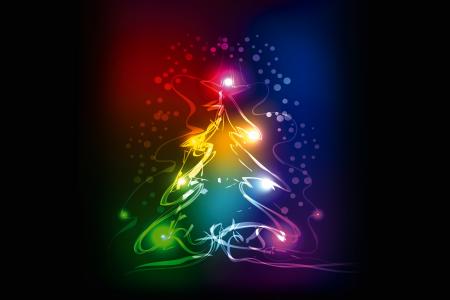 新年，霓虹灯，礼品，圣诞树，霓虹灯，圣诞节，圣诞节，圣诞树