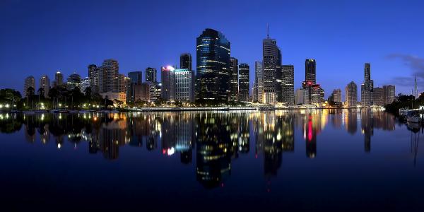 澳大利亚，夜晚的城市，天空，昆士兰，布里斯班，夜景