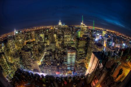 纽约，城市，夜间