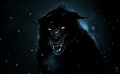 咧嘴笑，艺术，捕食者，黑狼，由therisingsoul