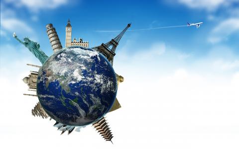 飞机，行星，天空，地球，球，地球，飞机，旅行，旅游，法国，英格兰，西班牙