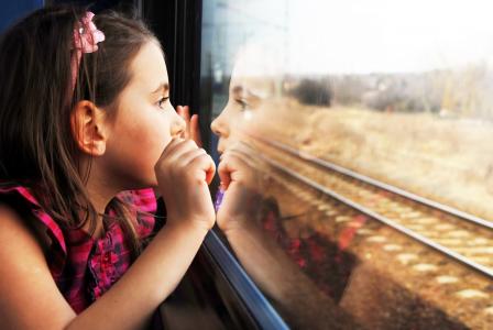 孩子，火车窗口，可爱，悲伤，孩子，漂亮的小女孩