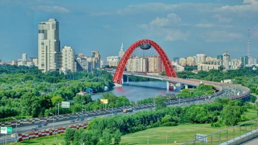 莫斯科，道路，桥梁，房屋