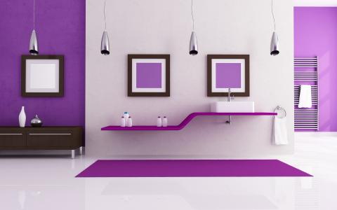 浴室，紫色的细节