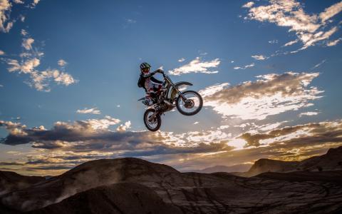 天空，运动，跳跃，摩托车
