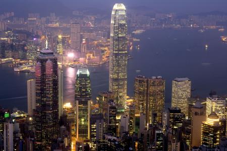 香港海港，城市，灯光